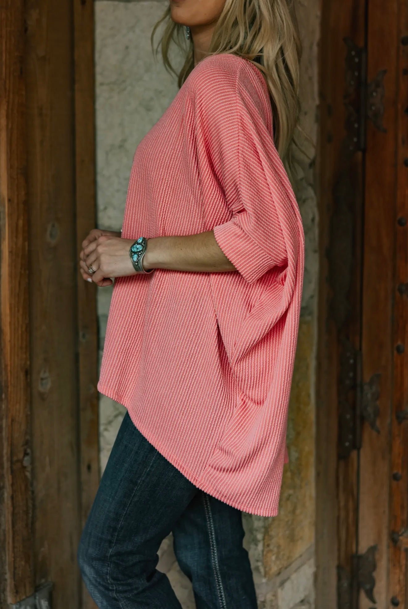 Oversized relaxed fit top- Coral