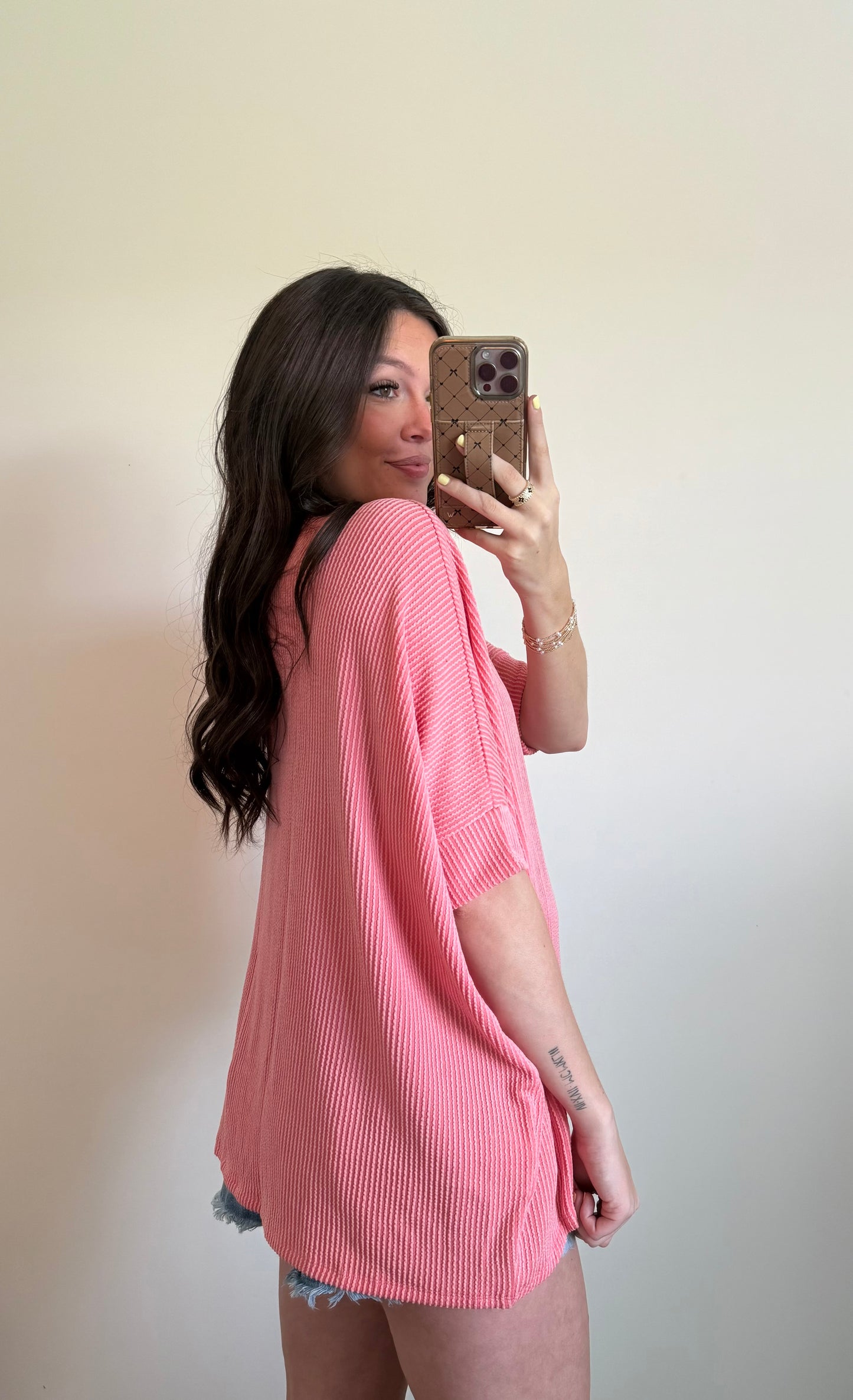 Oversized relaxed fit top- Coral