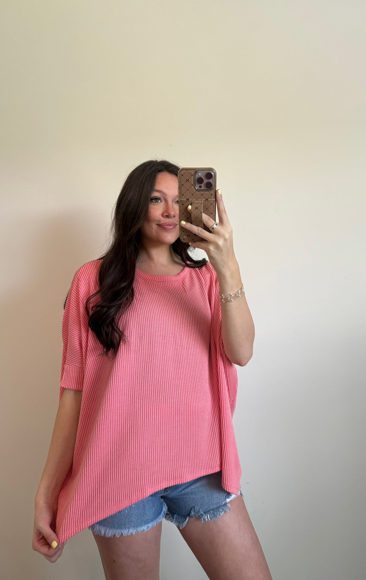 Oversized relaxed fit top- Coral