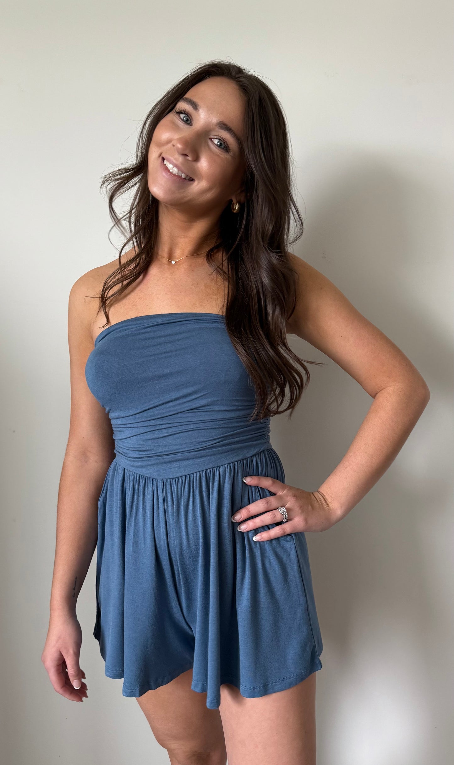 Presley strapless romper