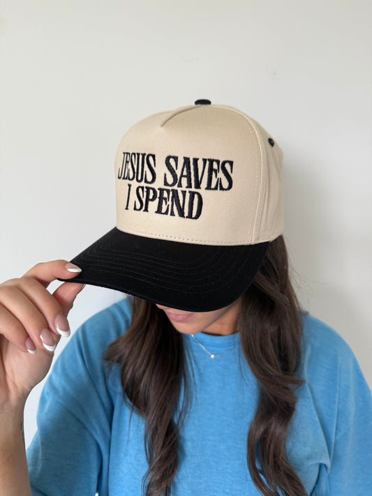 Jesus saves I spend trucker hat