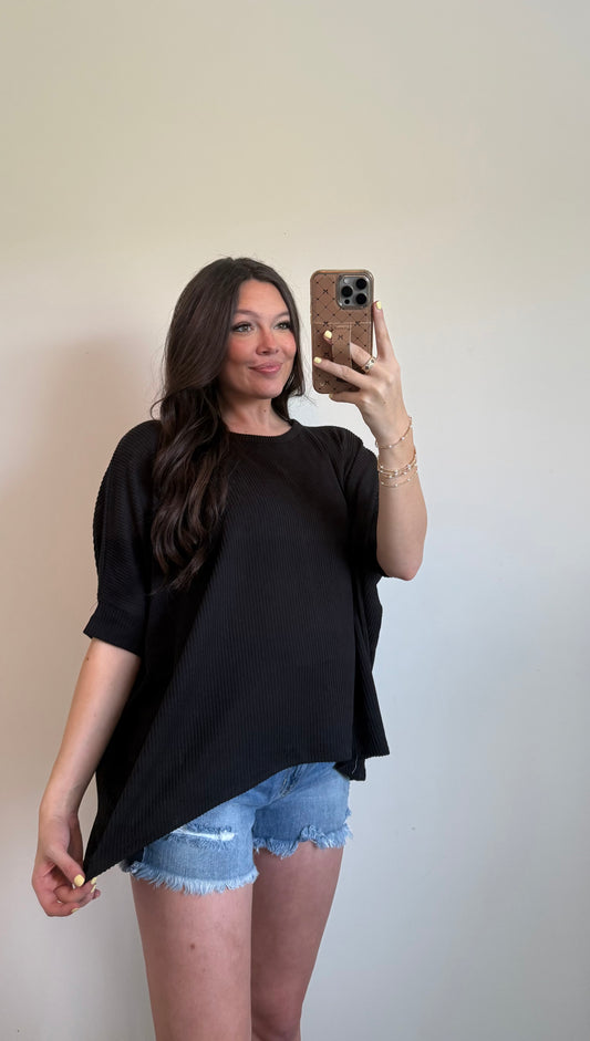 Oversized Relaxed Fit Top - Black