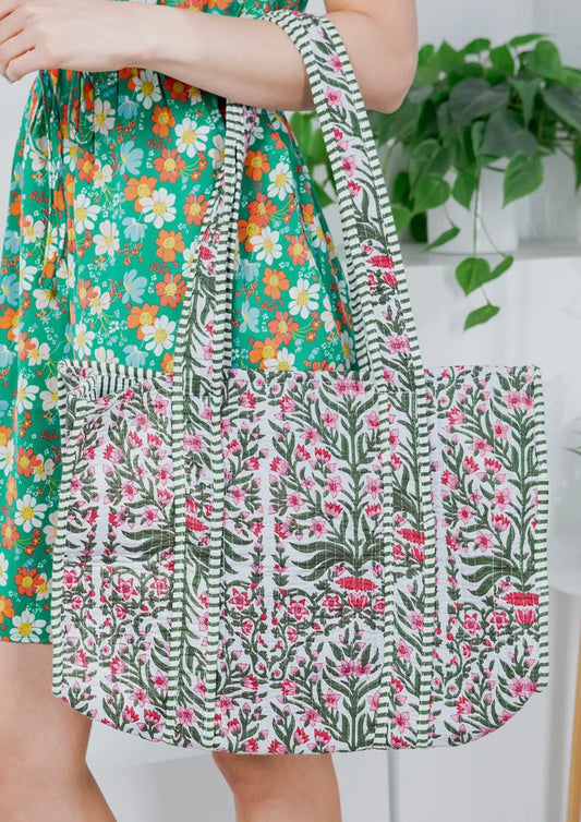 Floral Flurries Reversible Quilted tote