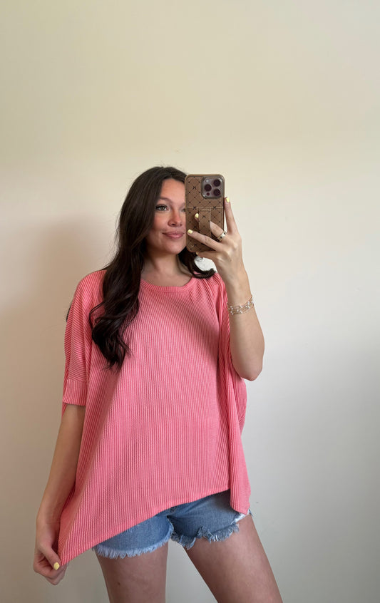 Oversized relaxed fit top- Coral