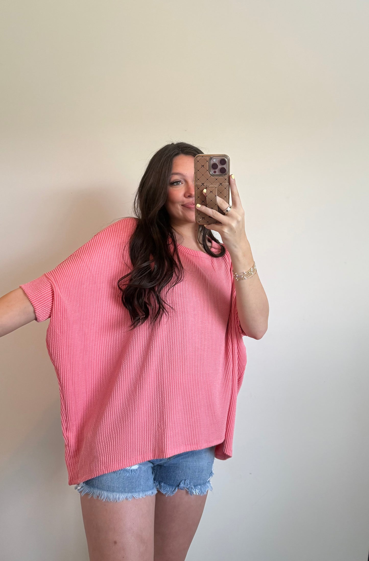 Oversized relaxed fit top- Coral