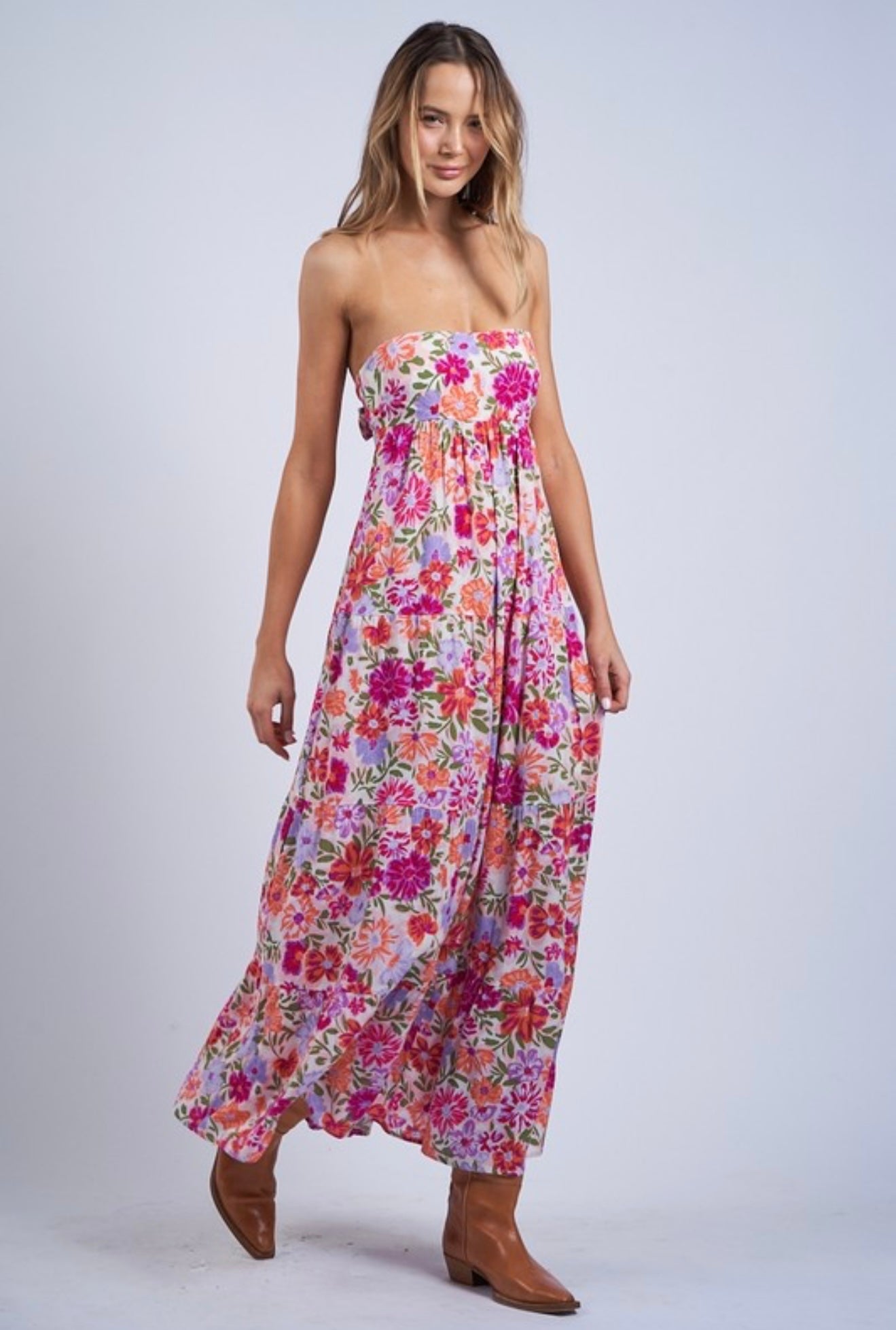 Floral Open Back Maxi Dress