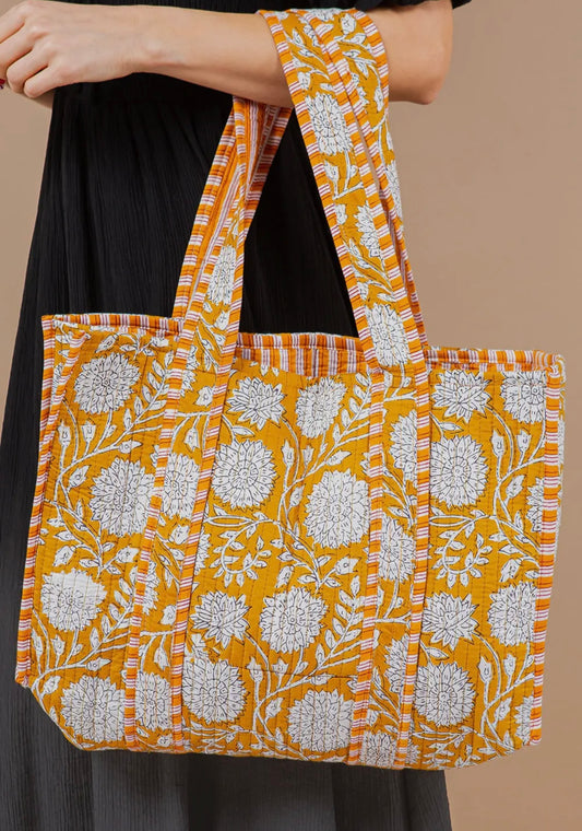 Yellow Floral Reversible Tote