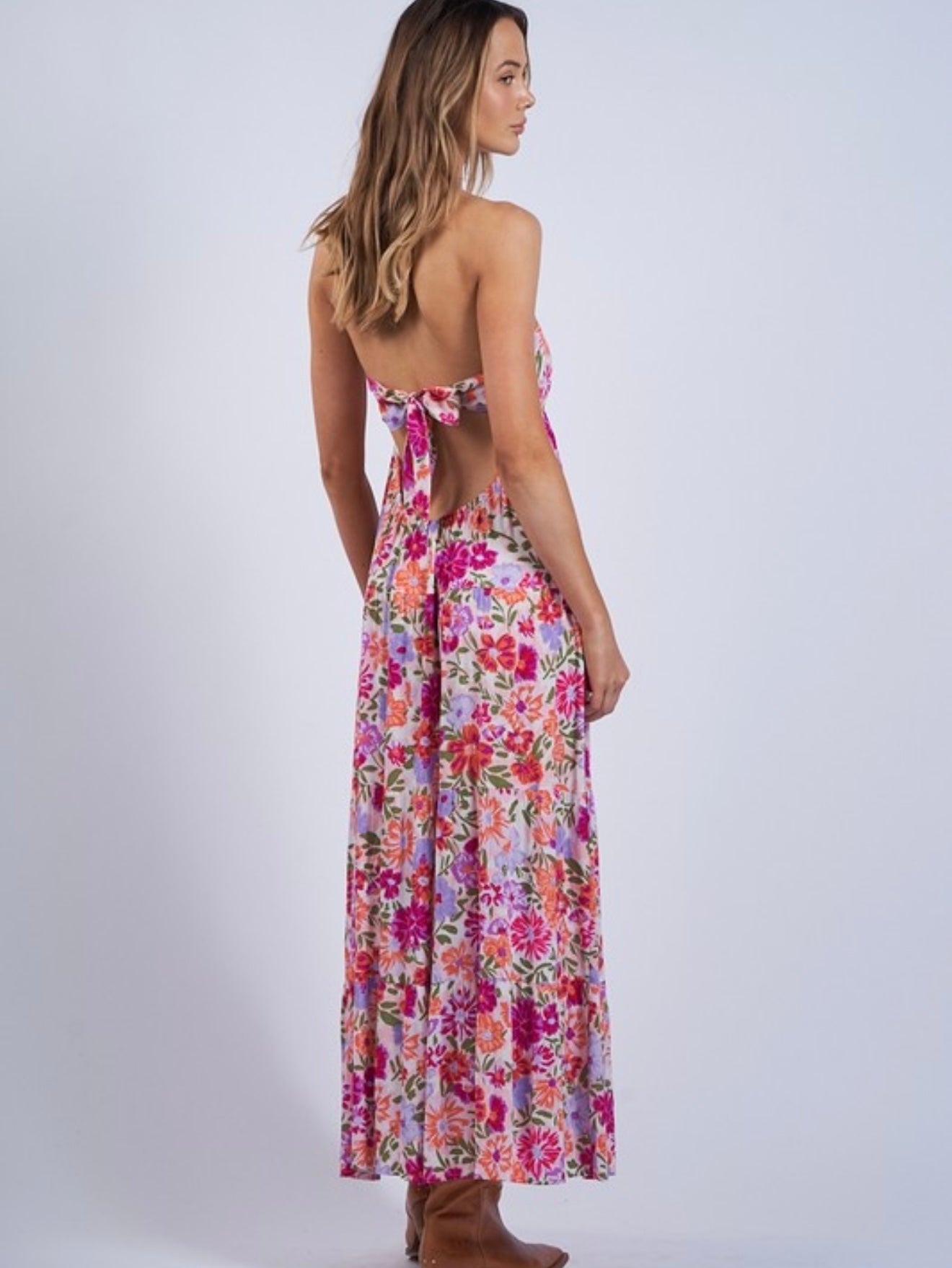 Floral Open Back Maxi Dress